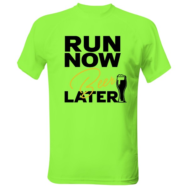 Pánské funkční tričko s potiskem Run now, beer later